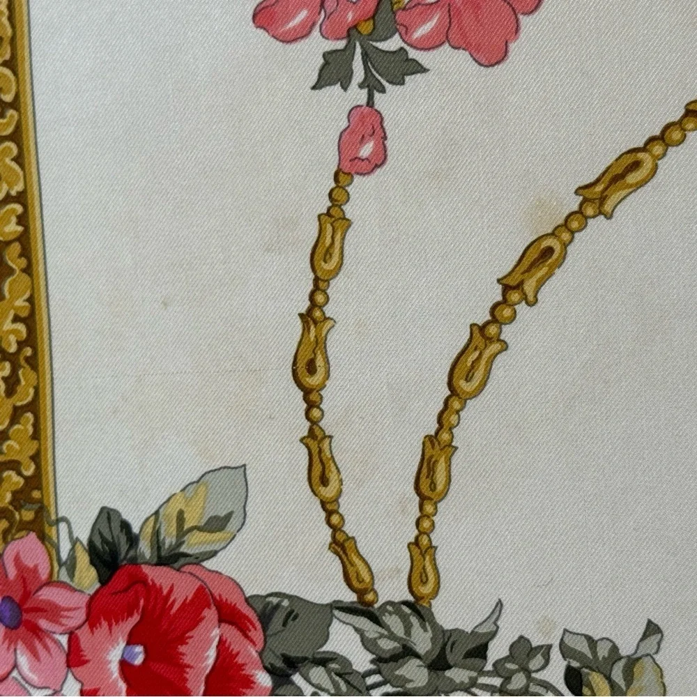Trussardi Red and Gold Ornate Floral Scarf